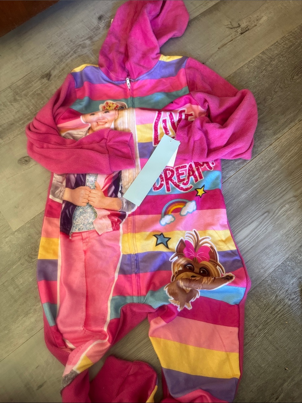 Nickelodeon Pink Multicolor Striped Hooded One-Piece Footie